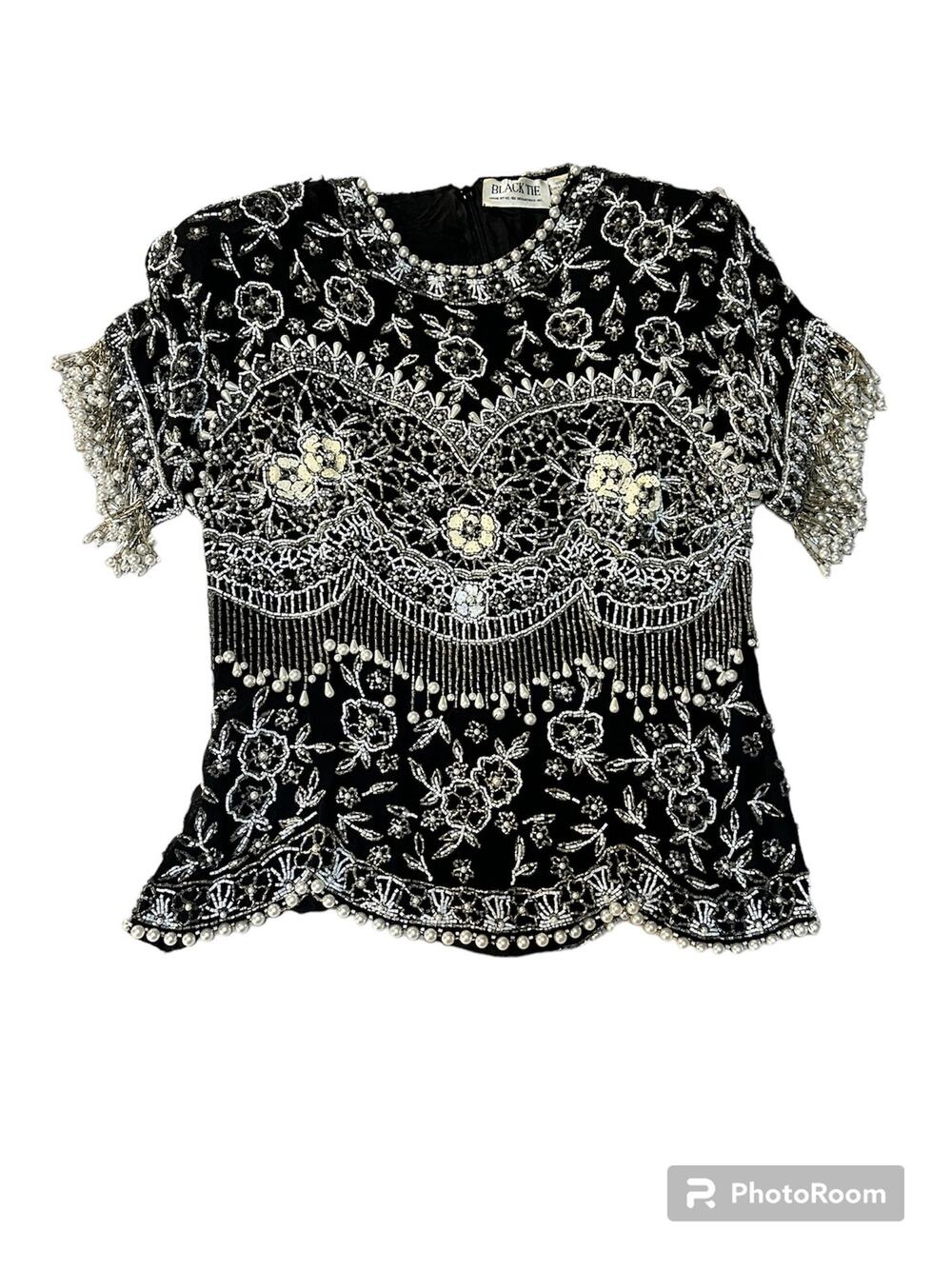 Vintage Silk Embellished Shirt